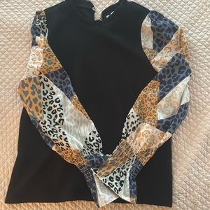 THML mixed media sweater blouse